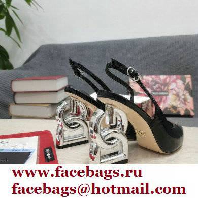 Dolce  &  Gabbana Heel 10.5cm Slingbacks Patent Black with DG Heel 2022